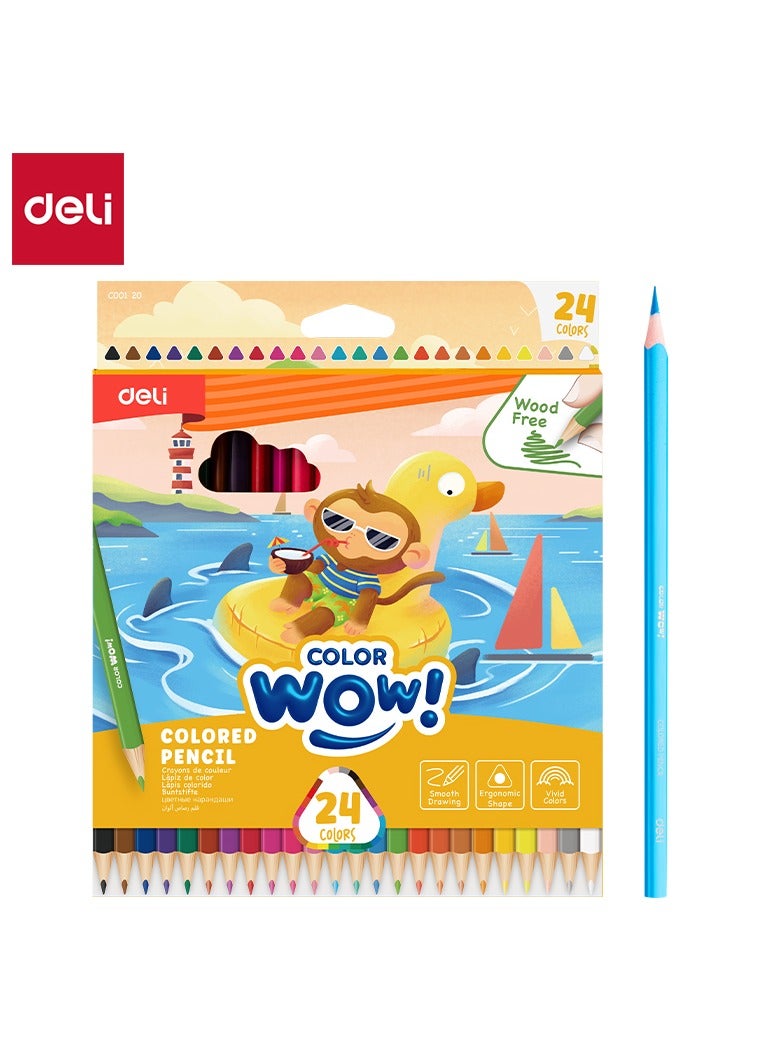 Deli EC00120 Colored Pencils 24 Colors – ideal for coloring and drawing fun - Image 1