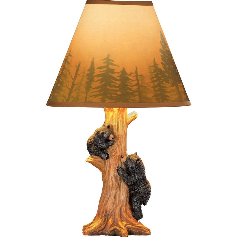 Collections Etc Rustic Climbing Bear Family Northwoods Lamp,14 3/4" H - Image 1