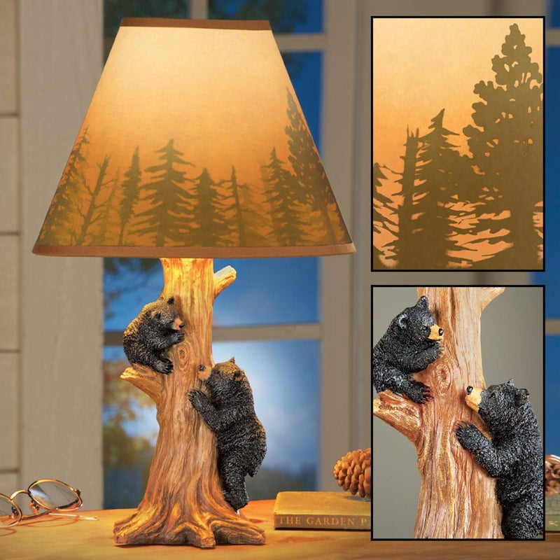 Collections Etc Rustic Climbing Bear Family Northwoods Lamp,14 3/4" H - Image 5