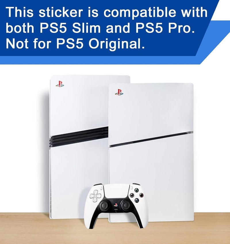 KUSTOMAZING ملصق شعار PS5 Slim أسفل غلاف وحدة تحكم PS5 Slim (عبوتان) وملصق شعار PS من الفينيل لوحدة تحكم DualSense (لون كلاسيكي رجعي) (عبوة واحدة) - Image 4