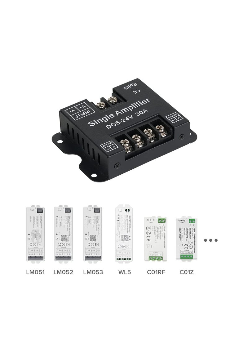 BTF-LIGHTING BTF-LIGHTING COB FCOB 2835 3014 3528 5050 1 Channel Signal Amplifier Controller Work with V- V+ Single Color 2Pin LED Strip Suitable for Long Distance Light Projects DC5V DC12V DC24V Max 30A  - Image 5