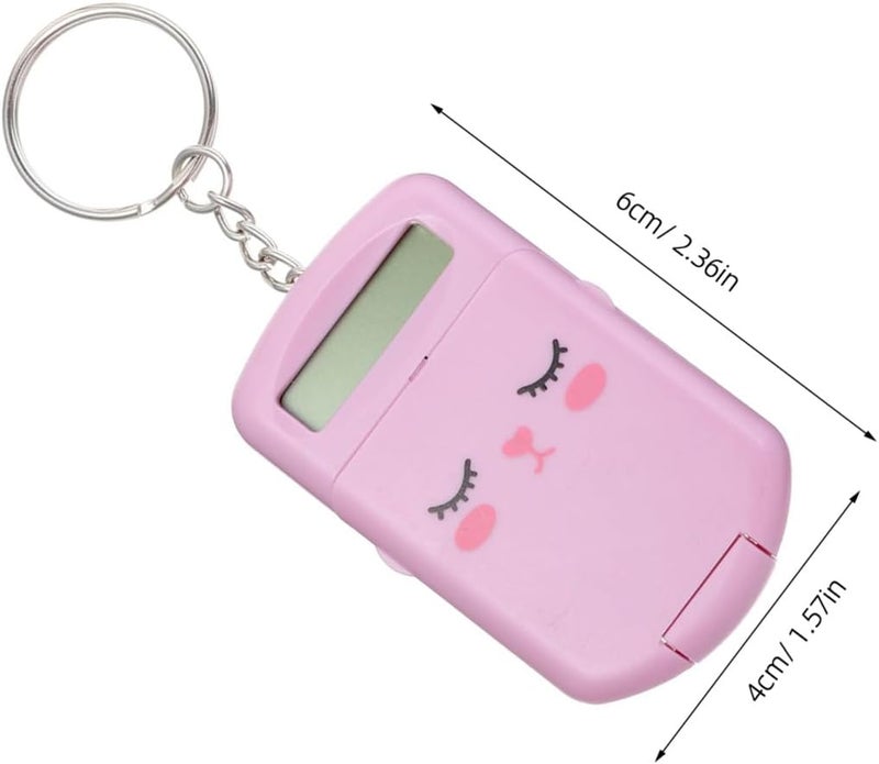 Kisangel 2pcs Mini Calculator for Students, Portable Cute Cartoon Electronic Pocket Calculators with LCD Display, Pink Plastic Arithmetic Tools for School and Office Use - Image 2