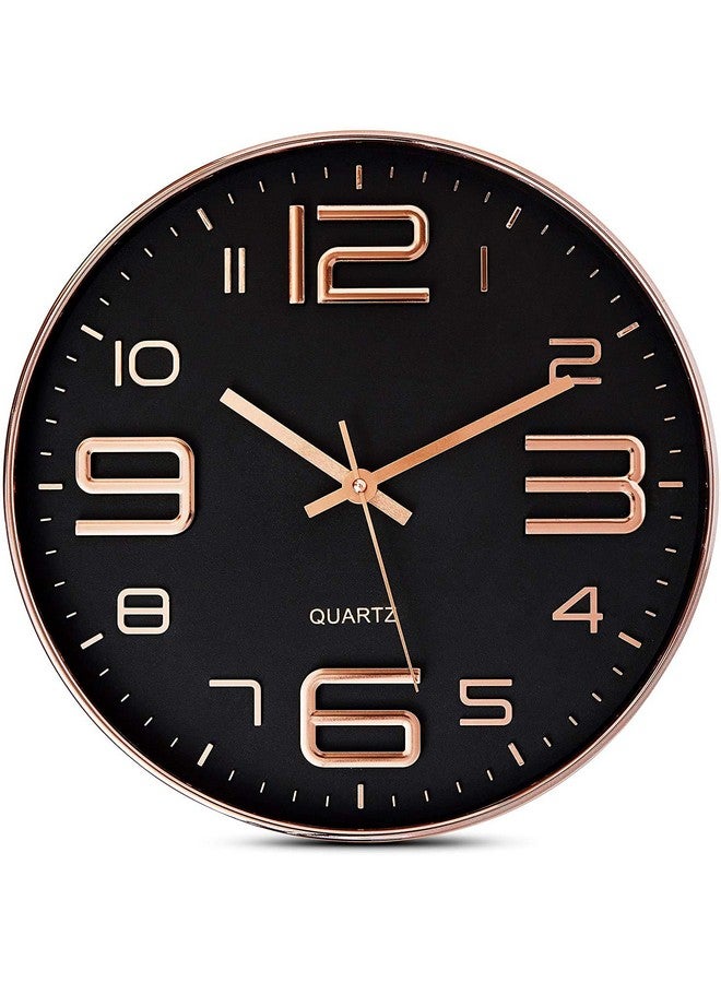 ستار ورك ساعة حائط فاخرة من الكوارتز من STAR WORK مقاس 12 بوصة للمنزل بتصميم عصري أنيق | ساعة حائط صامتة بدون صوت أو إزعاج - ساعة تناظرية (أسود ذهبي | دائري) - Image 1