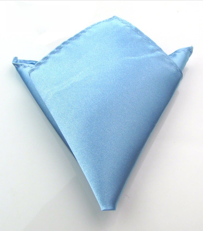 Mens Solid Formal Pocket Square Wedding Suit Handkerchief Light Blue 