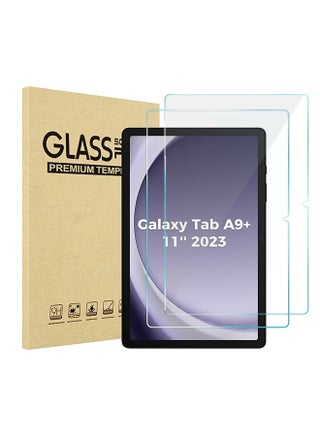 واقي شاشة من الزجاج المقوى مكون من قطعتين لجهاز Galaxy Tab A9 Plus مقاس 11 بوصة 2023، غشاء شفاف عالي الدقة لجهاز Samsung Galaxy Tab A9+ اللوحي SM-X210/X215/X216/X218، مقاوم للخدش وخالٍ من الفقاعات. - view 2