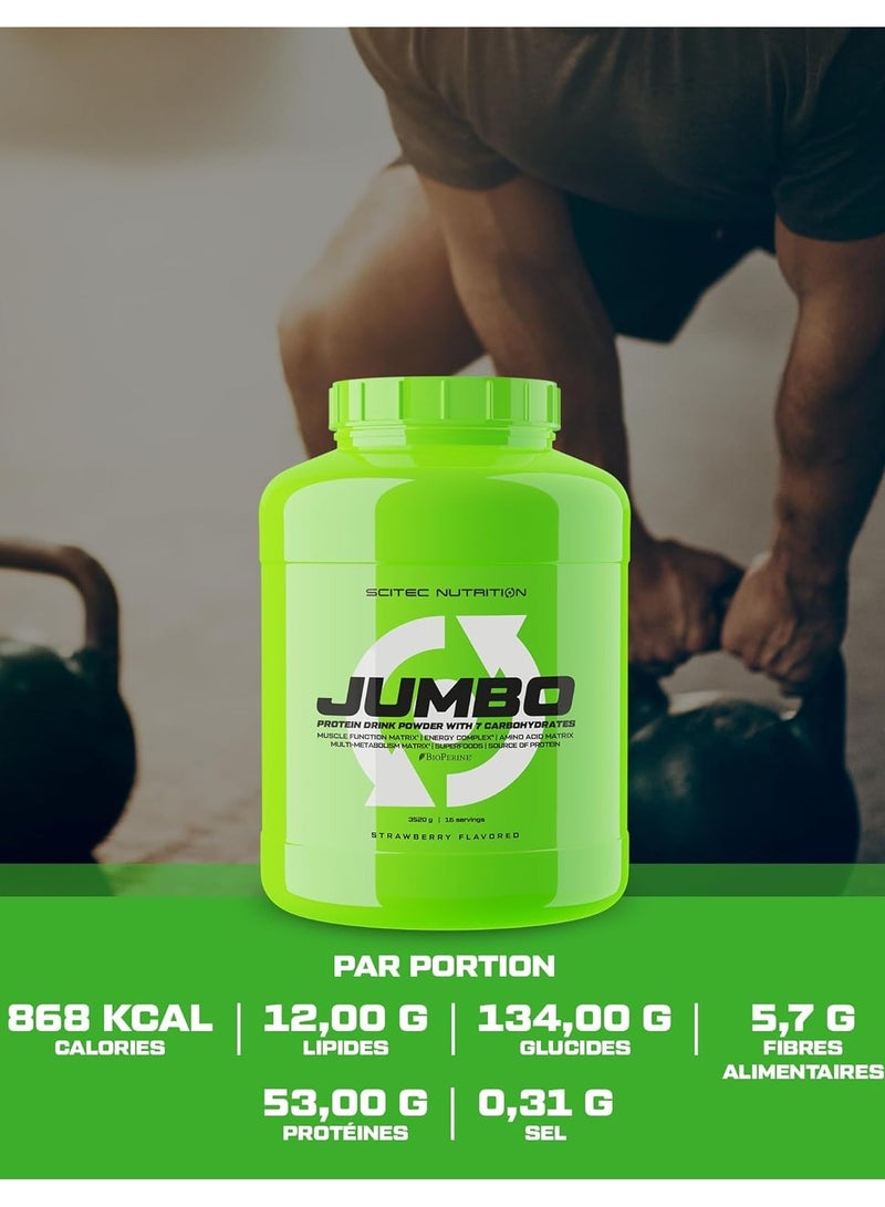 SCITEC NUTRITION Jumbo Protein Drink Powder with Carbohydrates - Chocolate - (3.52 Kg) - Image 3