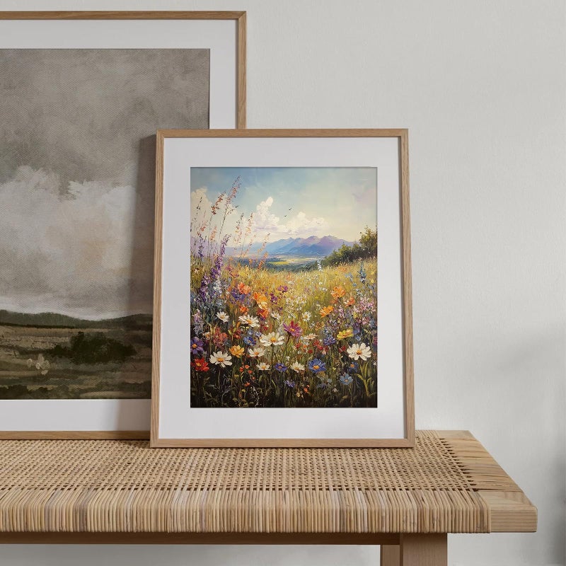 XOCUUI Vintage Wildflowers Wall Art, Farmhouse Field Landscape Oil Paintings Paintings Art Decoration Nature Scenery Colorful Floral Canvas Prints Suitable For Living Room Bedroom 8x10 In Unframed - Image 3