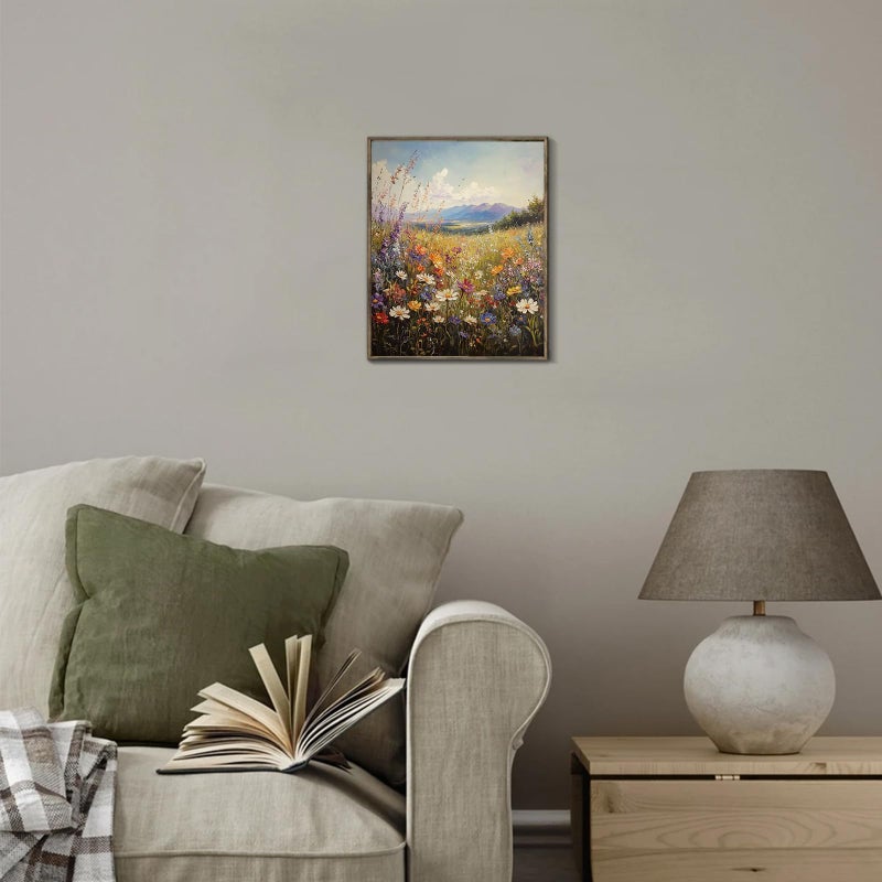 XOCUUI Vintage Wildflowers Wall Art, Farmhouse Field Landscape Oil Paintings Paintings Art Decoration Nature Scenery Colorful Floral Canvas Prints Suitable For Living Room Bedroom 8x10 In Unframed - Image 4