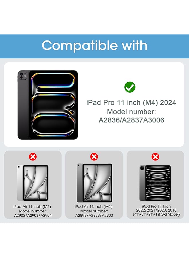 Procases Smart Case For Ipad Pro 11 Inch M4 2024 With Pencil Holder Clear Back Slim Tri-Fold Folio Stand Shell Tablet Cover For Ipad Pro 11 Inch M4 5Th Gen 2024 Model: A2836 A2837 A3006 -Black - Image 2