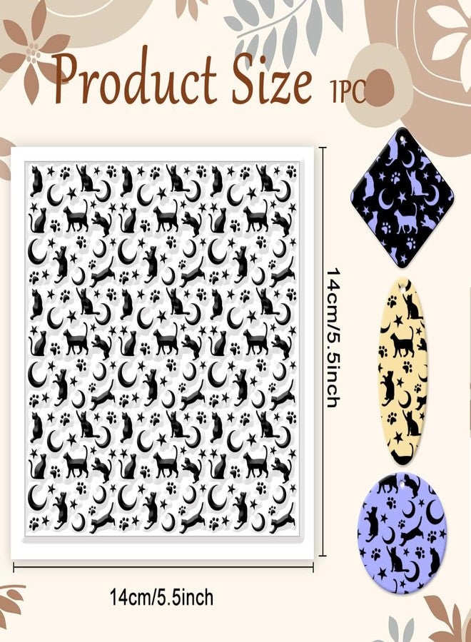 CHGCRAFT Cat Polymer Clay Texture Sheets Moon Stars Texture Stamp Sheets Silicone Texture Stamp Clay Texture Mat Texture Sheets for Polymer Clay Jewelry and Clay Earrings Tools - Image 2