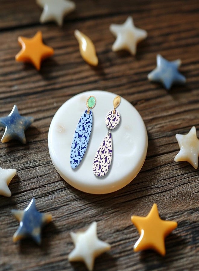 CHGCRAFT Cat Polymer Clay Texture Sheets Moon Stars Texture Stamp Sheets Silicone Texture Stamp Clay Texture Mat Texture Sheets for Polymer Clay Jewelry and Clay Earrings Tools - Image 5