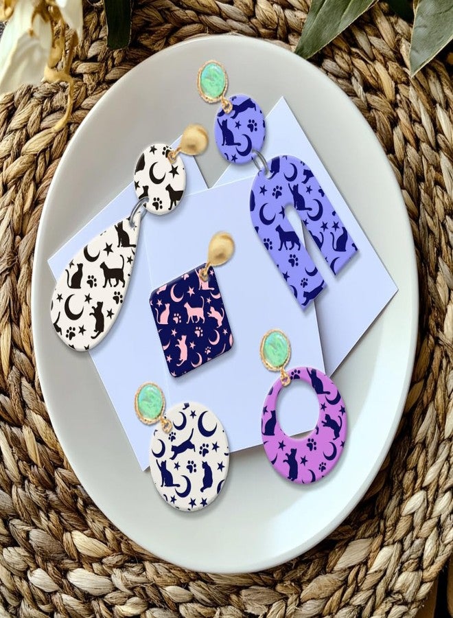 CHGCRAFT Cat Polymer Clay Texture Sheets Moon Stars Texture Stamp Sheets Silicone Texture Stamp Clay Texture Mat Texture Sheets for Polymer Clay Jewelry and Clay Earrings Tools - Image 4