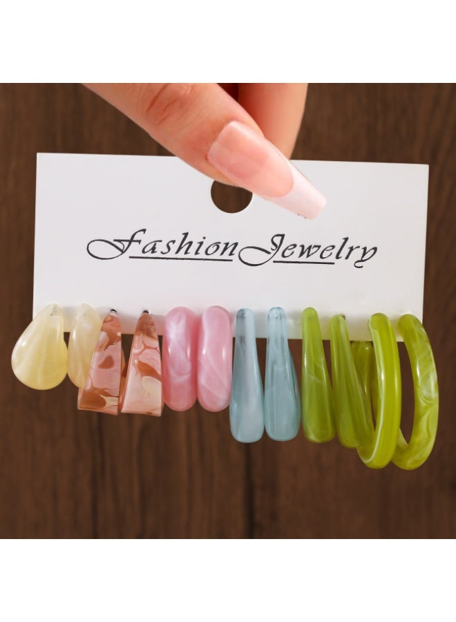 6 أزواج من مجموعات الأقراط متعددة الألوان للنساء مجموعات أقراط الأزياء للبنات هدايا