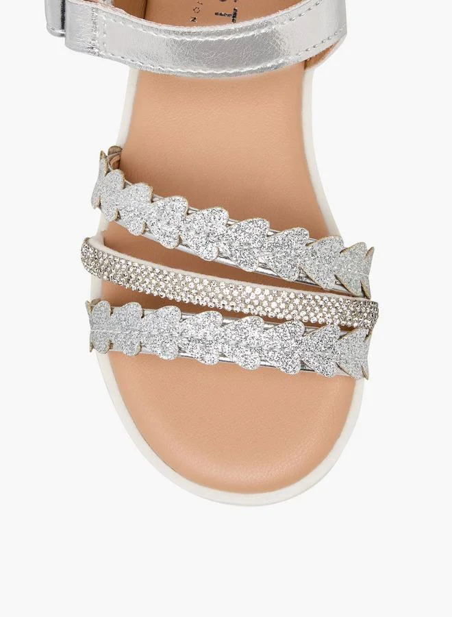 Celeste Silver Girls Embellished Hook & Loop Sandals for Women | Best Price UAE