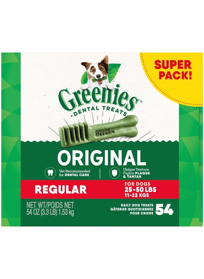 Greenies Original Regular Natural Dental Care Dog Treats, 54 oz. Pack (54 Treats)  - Image 1