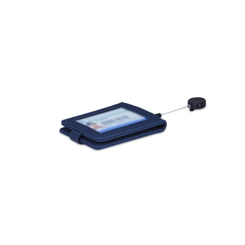 Santhome Koln Carbon-Neutral ID Card Holder with Smooth Pull Reel Badge | Recycled PU | 3 Secure Window Card Slots | Clip-On Badge Holder for Office, Events & Travel| Lightweight & Durable - Navy Blue - Image 3