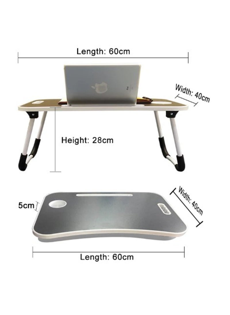 NAFEH - Portable Folding Laptop Desk 60x40x28cm for Bed With iPad and Cup Holder Adjustable Lap Tray Notebook Stand Foldable Non-Slip Legs Reading Table Tray for Working Studying Camping Black - Image 1