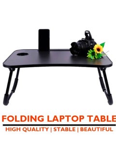NAFEH Portable Folding Laptop Desk 60x40x28cm for Bed With iPad and Cup Holder Adjustable Lap Tray Notebook Stand Foldable Non-Slip Legs Reading Table Tray for Working Studying Camping Black  - Image 3