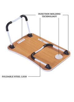 NAFEH Portable Folding Laptop Desk 60x40x28cm for Bed With iPad and Cup Holder Adjustable Lap Tray Notebook Stand Foldable Non-Slip Legs Reading Table Tray for Working Studying Camping Black  - Image 4