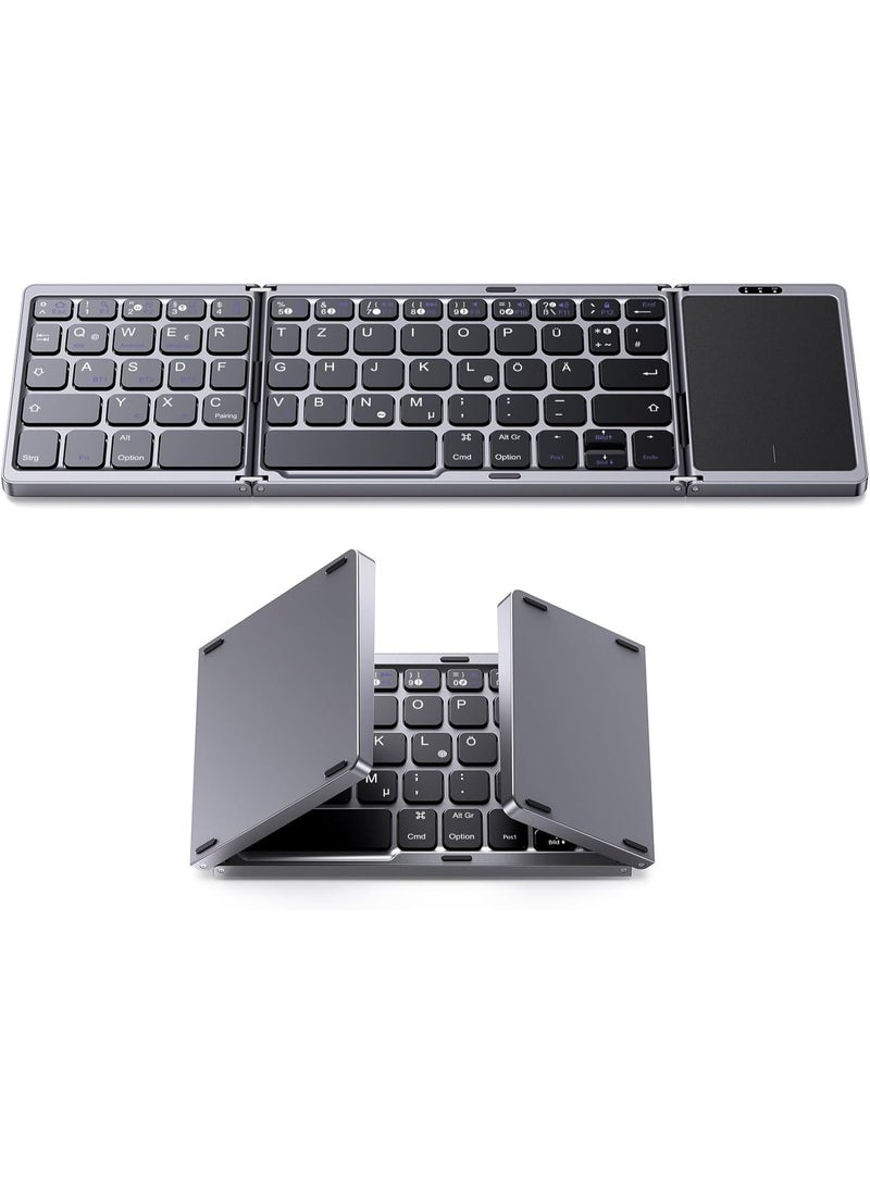 Generic - Foldable Bluetooth Keyboard with Touchpad – Wireless, Rechargeable, Multi-Device Portable Keyboard for iOS, Android, Windows, Tablets & Laptops - Image 1