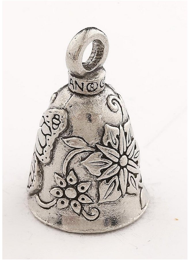 Guardian Bell - Butterfly Good Luck Bell W/Keyring & Black Velvet Gift Bag Motorcycle Bell Lead Free Pewter Good Luck Gift To Friends & Family Bike Bell Made In Usa - Image 1