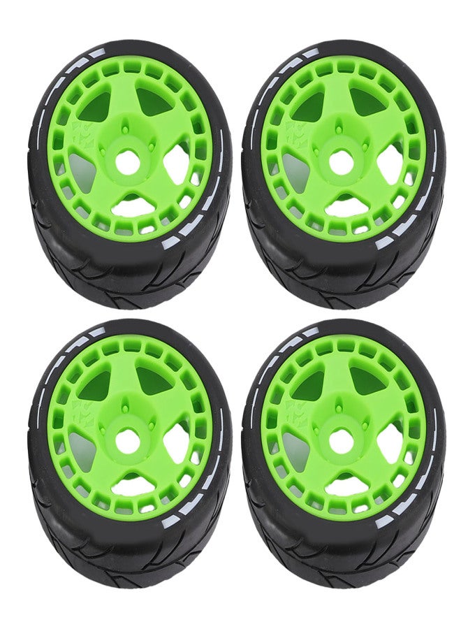 4PCS RC Rally Tires 17mm Rugged Plastic 1/8 RC Car Wheel Tyres for Entertainment Green - Image 3