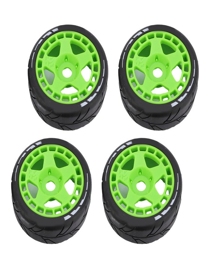 4PCS RC Rally Tires 17mm Rugged Plastic 1/8 RC Car Wheel Tyres for Entertainment Green - Image 1