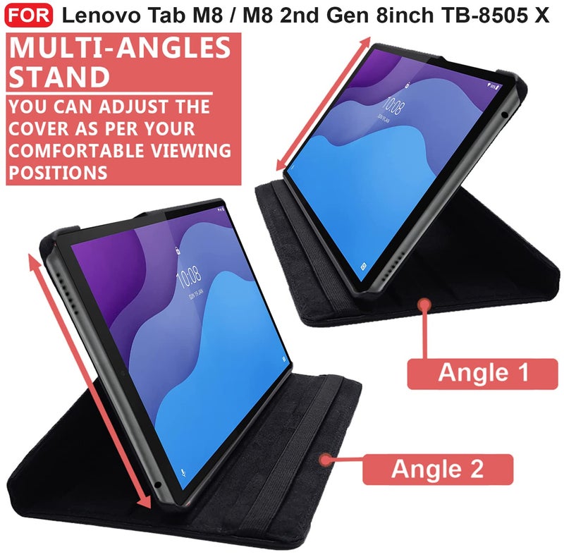 CEDO Lenovo Tab M8 / M8 2nd Gen (8 inch) Flip Cover | Leather Finish | 360 Degree Rotate Back Cover Case for Lenovo Tab M8 / M8 2nd Gen (8 inch) TB-8505 X/F/N (Black) - Image 5