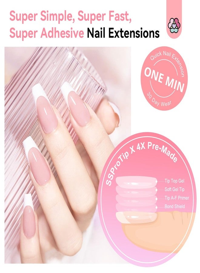 SAVILAND Gel Nail X Kit with Everything: 16 Sizes French Tips Press On Nail Kit with Drill Coffin Tips Soft Gel Fake Nails with Solid Glue Gels U V Lamp Gels Glue French Tip Tool Home - Image 3