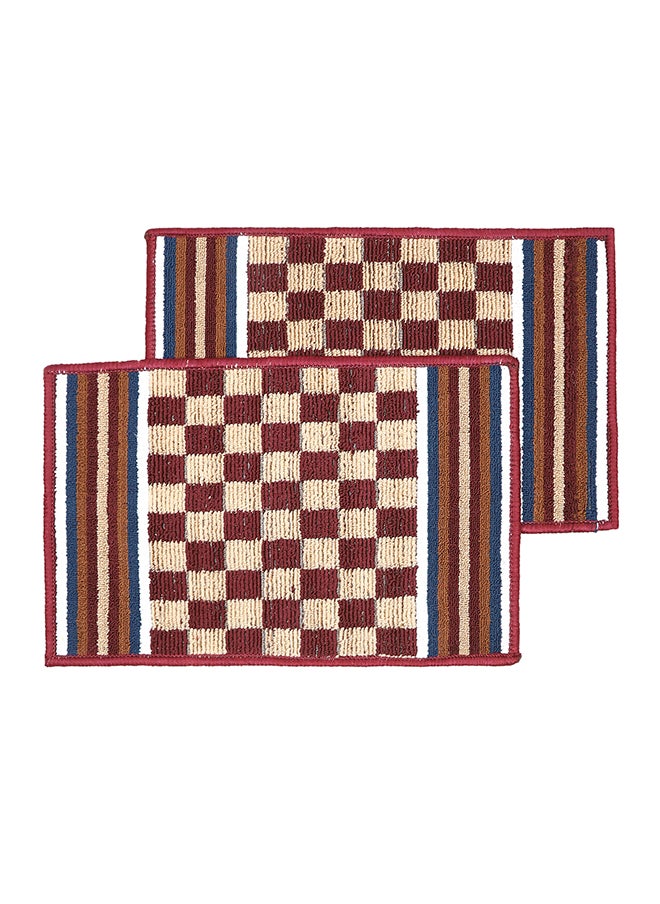 Status Contract Anti Slip Front Monsoon Doormat| Living Room Rug |Polypropylene Floor Mat for Home|Essential Small Rug for Office, Bedroom & Kitchen|-Pack of 2, (Maroon), 38 X 58 Cm  - Image 1