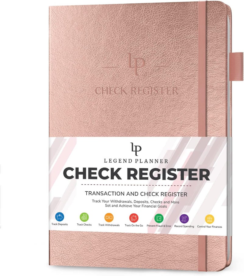 Legend Planner Check Register Book – Accounting Ledger Book for Small Business & Personal Use – Checkbook Register to Track Financial Transactions – Hardcover, 7x10″, 6300 Entries (Rose Gold) - Image 1