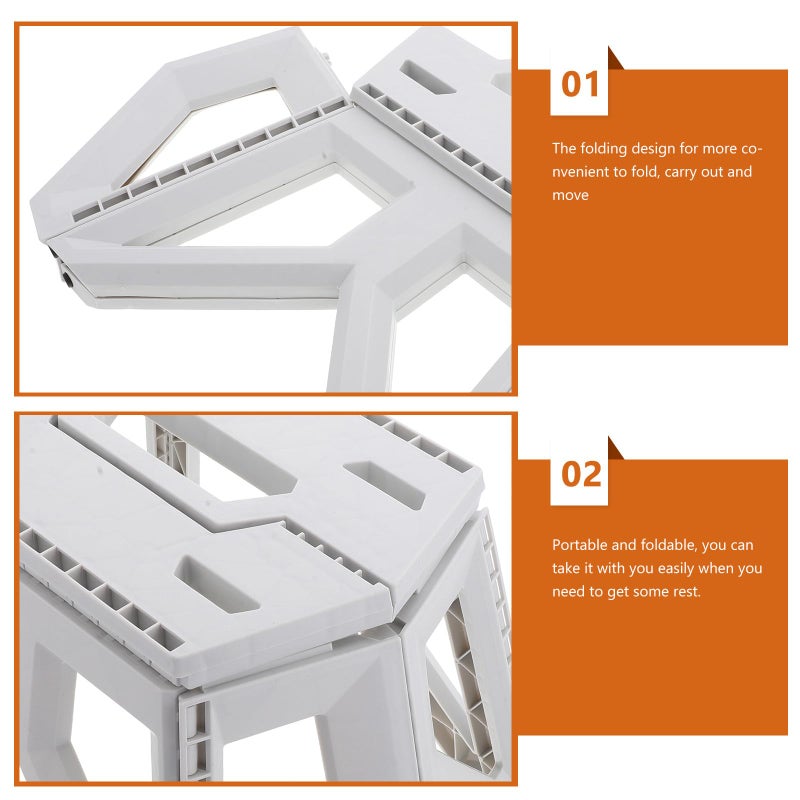 Portable Folding Stool Lightweight Ivory Plastic Compact Seat For Outdoor Camping - Image 5