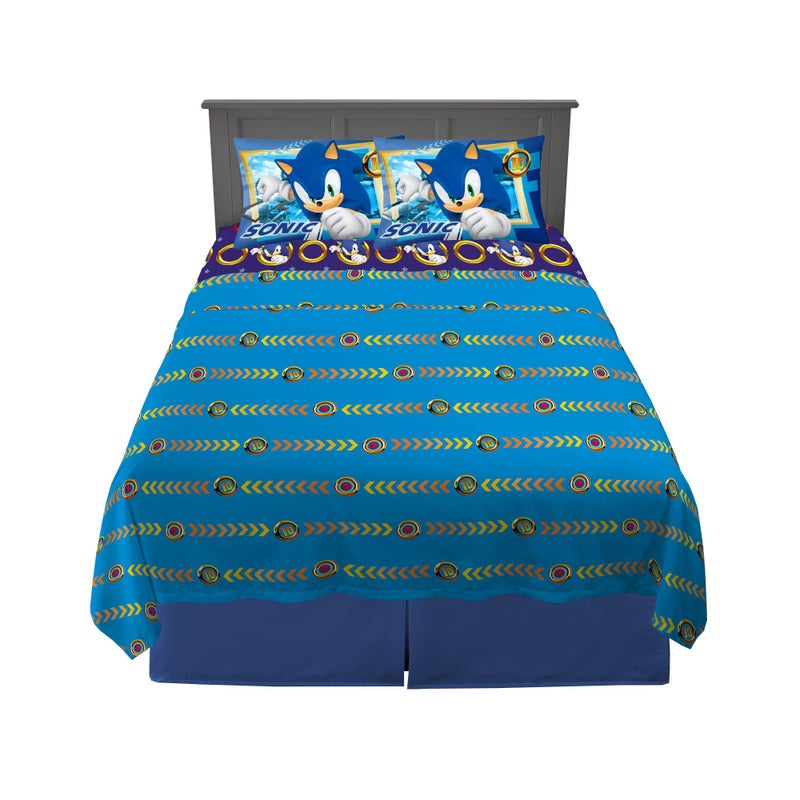 Franco Kids Bedding Super Soft Microfiber Sheet Set Full Sonic The Hedgehog Anime