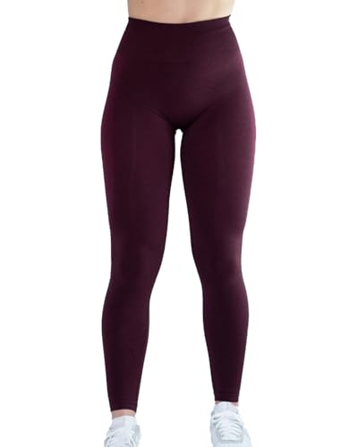 AUROLA Seamless Scrunch Legging Women Yoga Pants 7/8 Tummy Control Workout Running for Workout Fitness Sport Active Legging-25'' (M, Black Cherry) - Image 3