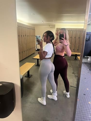 AUROLA Seamless Scrunch Legging Women Yoga Pants 7/8 Tummy Control Workout Running for Workout Fitness Sport Active Legging-25'' (M, Black Cherry) - Image 5