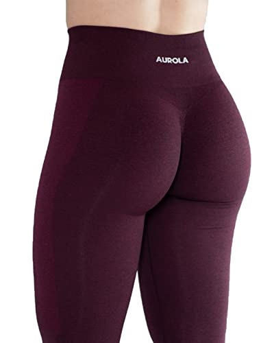 AUROLA Seamless Scrunch Legging Women Yoga Pants 7/8 Tummy Control Workout Running for Workout Fitness Sport Active Legging-25'' (M, Black Cherry) - Image 4
