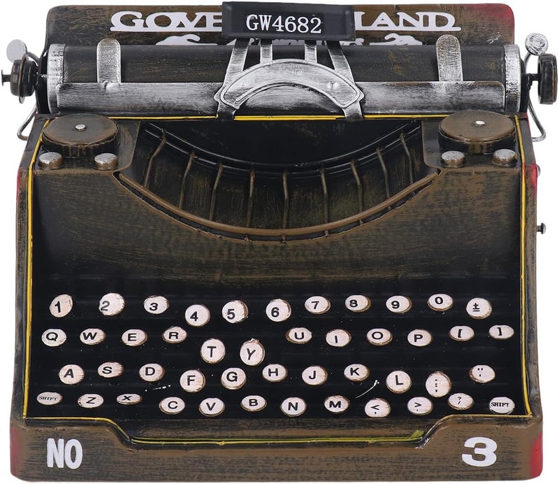 Vintage Retro Typewriter Model, Vintage Typewriter Decoration Sturdy Stylish Retro Typewriter with Iron Material for Homes Living Rooms Studios, Offices - Image 1