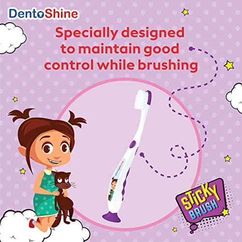 DentoShine STiCKY Toothbrush for Kids (Ages 2+) (4 Count (Pack of 1), Assorted) - Image 4