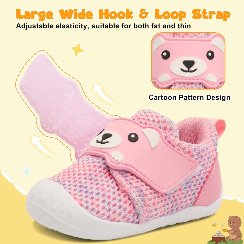 FEETCITY Baby First Walking Shoes Boys Girls Baby Sneakers Wide Toe Box Infant Barefoot Shoes Breathable Lightweight 6-12 Months Pink Purple - Image 5