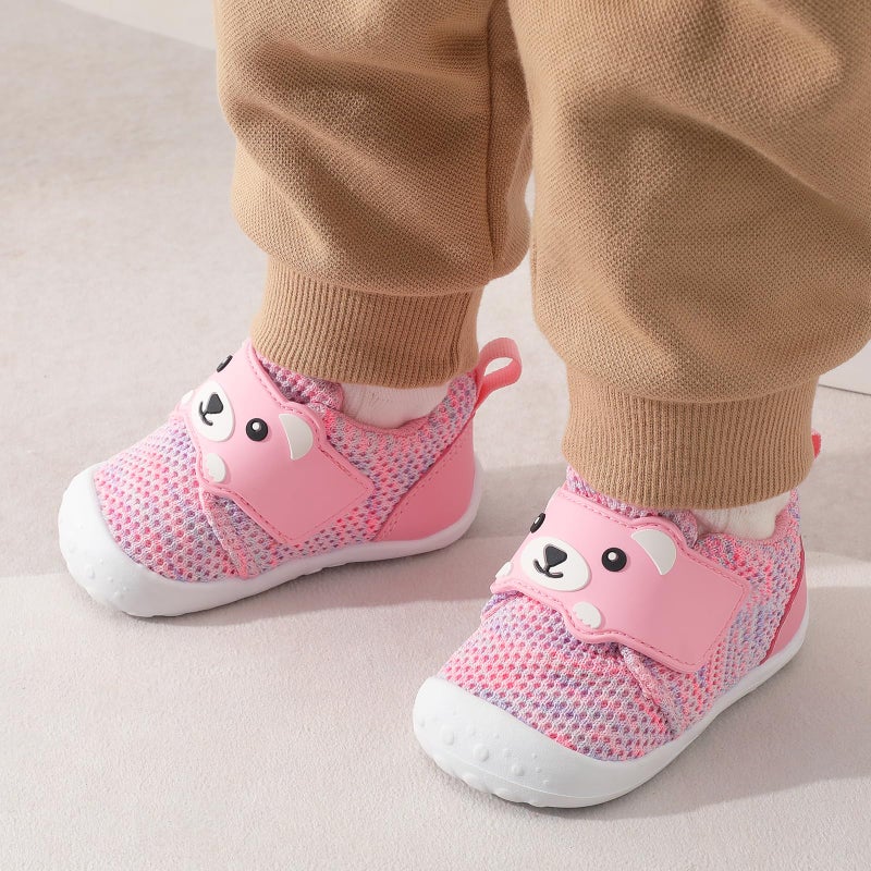 FEETCITY Baby First Walking Shoes Boys Girls Baby Sneakers Wide Toe Box Infant Barefoot Shoes Breathable Lightweight 6-12 Months Pink Purple - Image 3