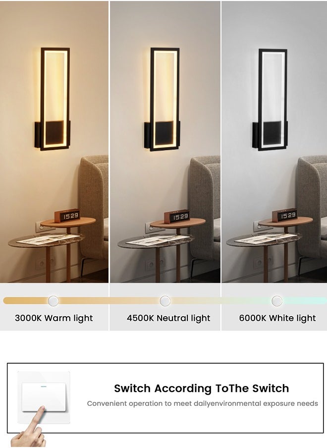 YATAI LIGHTING LED Wall Sconces - Modern Wall Lights for Living Room, Bedroom - 3-Color Dimming & 15W Brightness - Easy Install Wall Light Fixtures - Elegant Rectangular Design  - Image 2