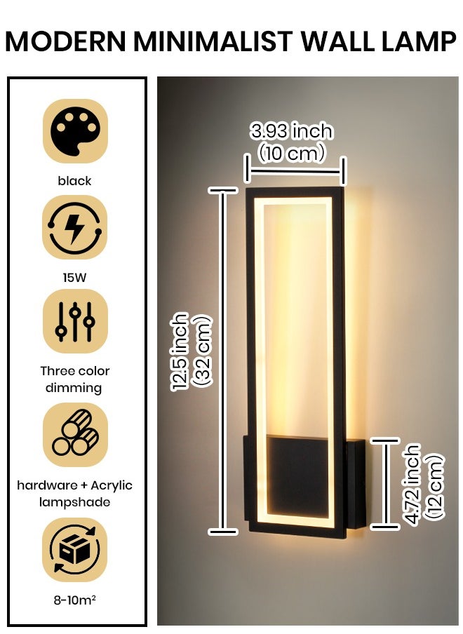 YATAI LIGHTING LED Wall Sconces - Modern Wall Lights for Living Room, Bedroom - 3-Color Dimming & 15W Brightness - Easy Install Wall Light Fixtures - Elegant Rectangular Design  - Image 3