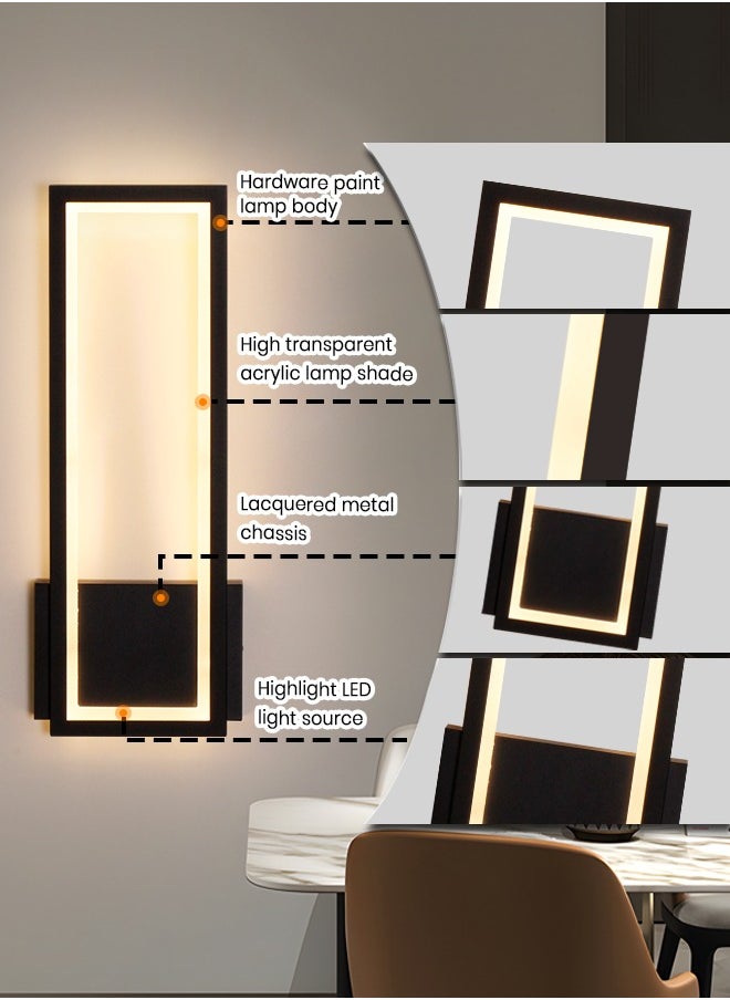 YATAI LIGHTING LED Wall Sconces - Modern Wall Lights for Living Room, Bedroom - 3-Color Dimming & 15W Brightness - Easy Install Wall Light Fixtures - Elegant Rectangular Design  - Image 4