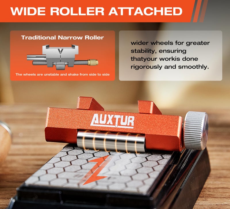 AUXTUR AUXTUR Sharpening Stone with Honing Guide Tool,chisel set for Woodworking,Flattening Stone,Complete Sharpening System Tools for Chisel Sharpening and Plane Restoration (guide+stone+chisel)  - Image 2