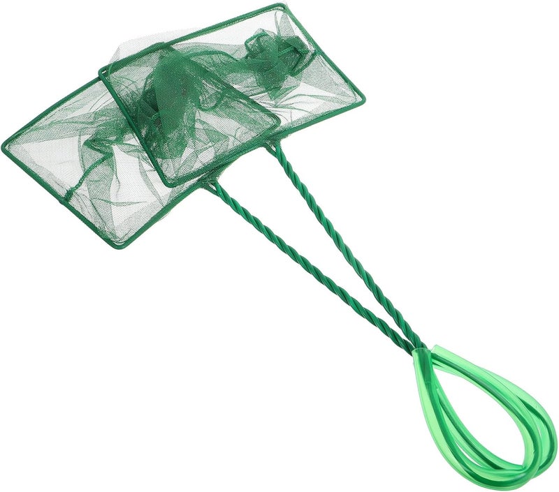 2pcs Small Square Aquarium Fish Net Handheld Fine Mesh Net for Fish Tank and Shrimp Catching Multipurpose Landing for Ponds and Aquatic Pets - Image 1