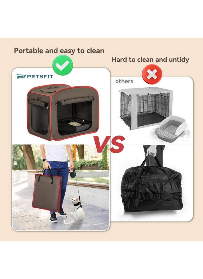 Petsfit Petsfit Portable Cat Crate with Litter Box and Soft Cushion Cat, Collapsible Pop Up Cat Kennel with Carrying Bag for Travel  - Image 2