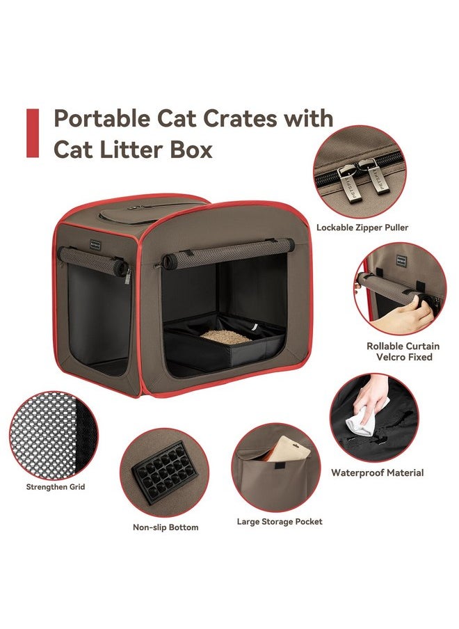 Petsfit Petsfit Portable Cat Crate with Litter Box and Soft Cushion Cat, Collapsible Pop Up Cat Kennel with Carrying Bag for Travel  - Image 3