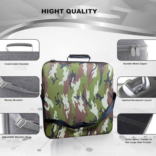 PSS Hard Carrying Case Storage Bag for PS-5, Travel Bag for Play/Station 5 Console Disk Digital & 2 Controller, Stand, Cable, Waterproof and Shockproof Nylon Fabric (PS-5 Accessories) (Camo) - Image 3