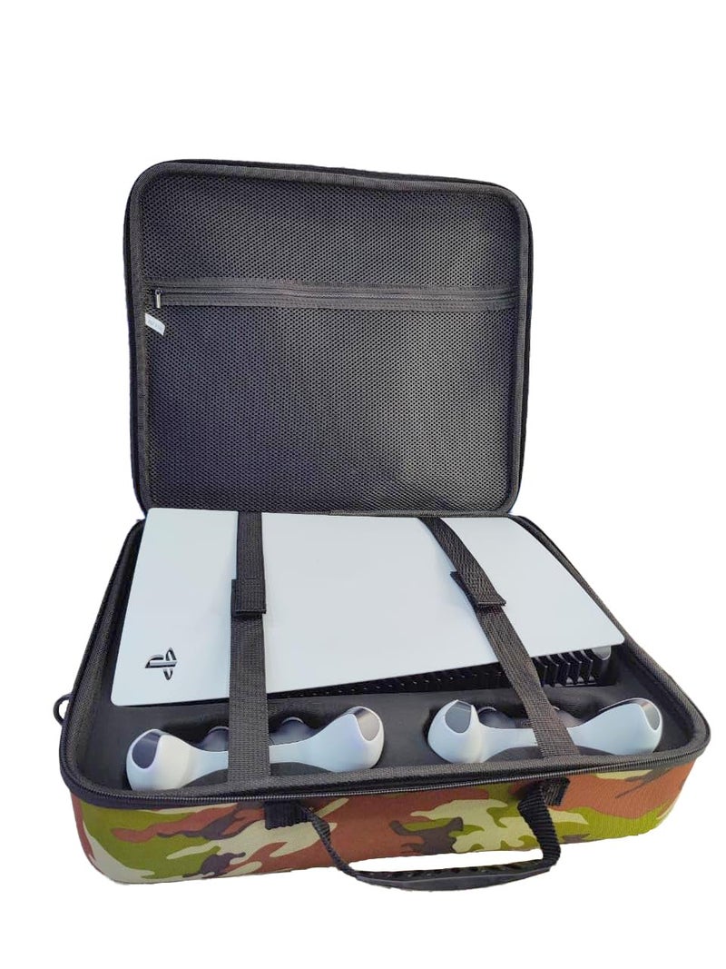 PSS Hard Carrying Case Storage Bag for PS-5, Travel Bag for Play/Station 5 Console Disk Digital & 2 Controller, Stand, Cable, Waterproof and Shockproof Nylon Fabric (PS-5 Accessories) (Camo) - Image 2