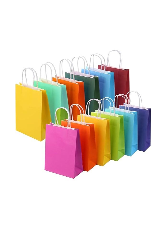 Generic 20pcs Small Gift Bags Kraft Paper with Handle Colorful Bag for Holiday Wedding Birthday Party Favors Size (6x11x15cm) Multicolor  - Image 1